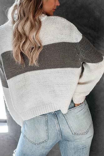 Image of NEYOUQE Womens Long Sleeve Color Block Pullover /Cardigan Sweaters Striped Tops Casual Hoodies Sweatshirts Jackets