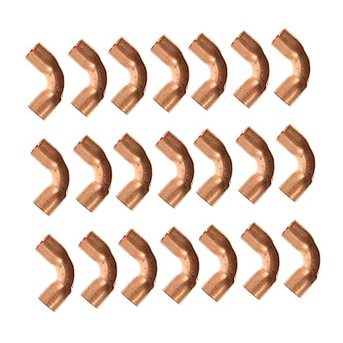KALLORY 1set Copper Elbow Fittings Inner Thick Connector for Air Conditioning Plumbing and Refrigeration Applications 20pcs