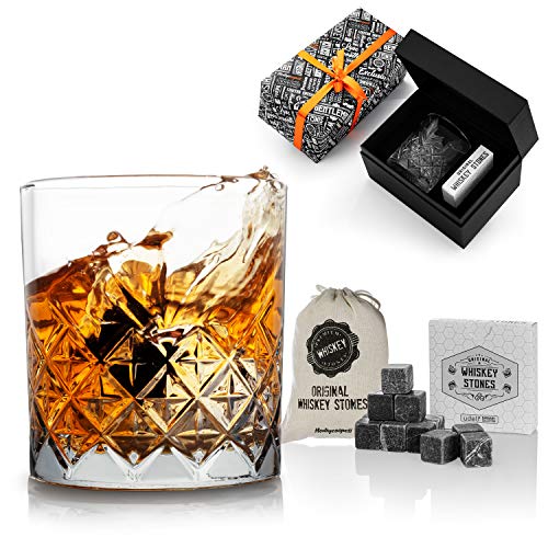 Hediyesepeti London Whisky Set Geschenk für Trauzeugen. Whiskyglas und 12 Stück Whisky Stones als Eiswürfel in Premium Geschenkbox. Bourbon Whisky Geschenkset Cover