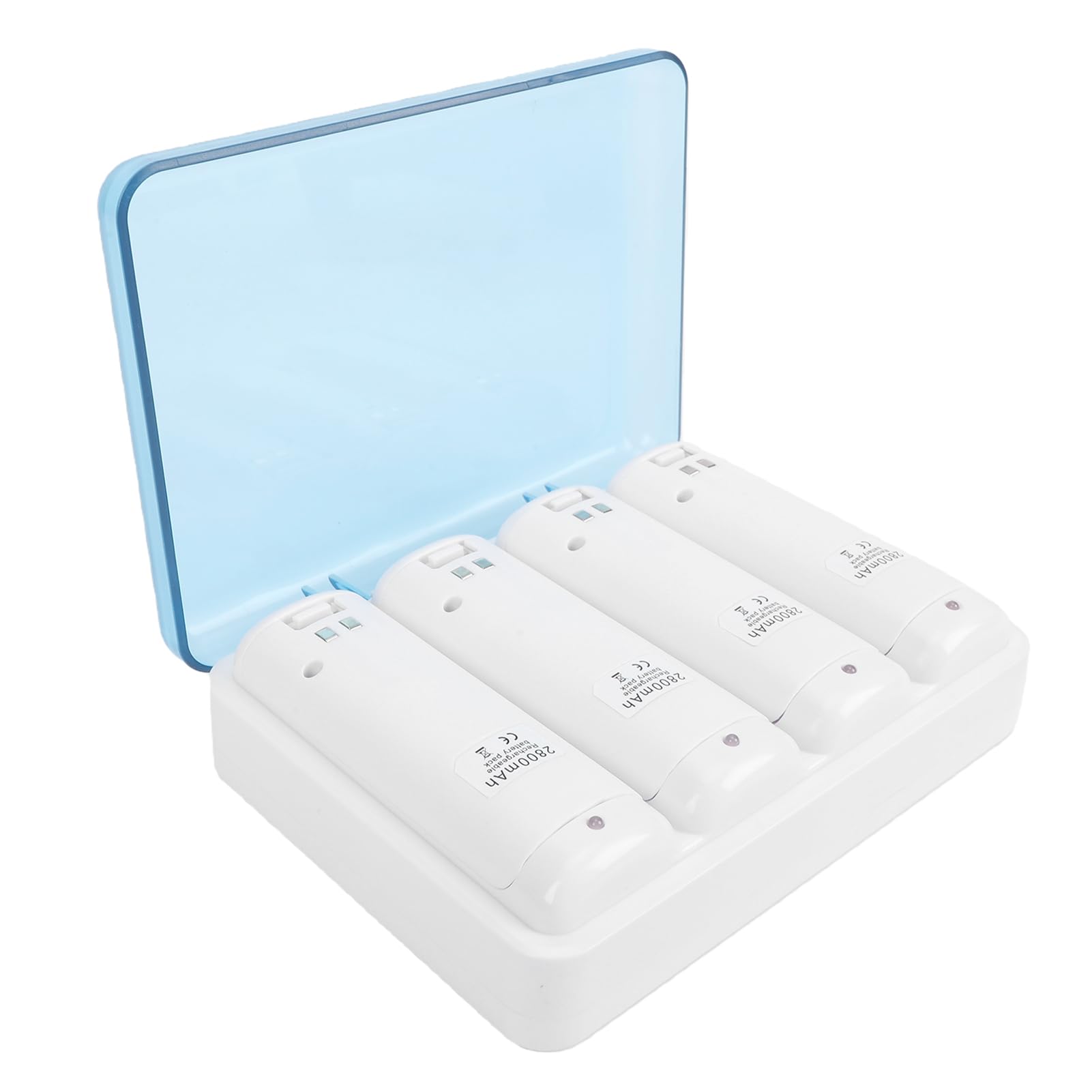 Dpofirs Station de Charge 4 en 1 pour Télécommande, Incluant 4 Batteries Rechargeables NiMH de 2800 MAh et Un Câble USB, avec Indicateur LED. (White)