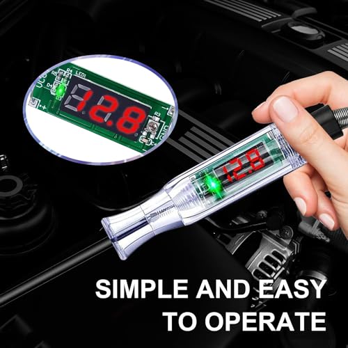 Image of Hetkrishi Test Light Automotive, Automotive Circuit Tester, DC 6V-24V Digital LED Test Light with Portable, Auto Bidirectional Voltage Tester Electric Test Pen with Voltmeter and Probe