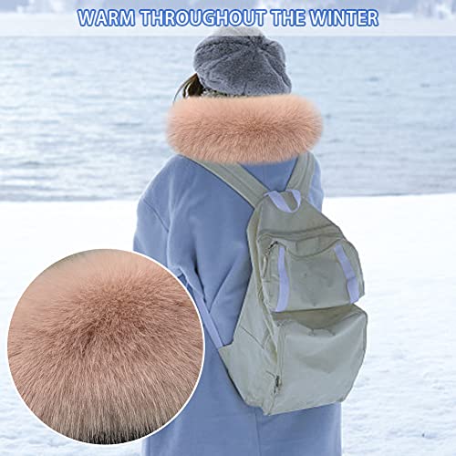Winter Faux Fur Collar Scarf,75cm Faux Fur Fox Scarf Women's Shawls Hood Removable Elegant Faux Fur Hood for Winter Coat Jacket,Pink Red4