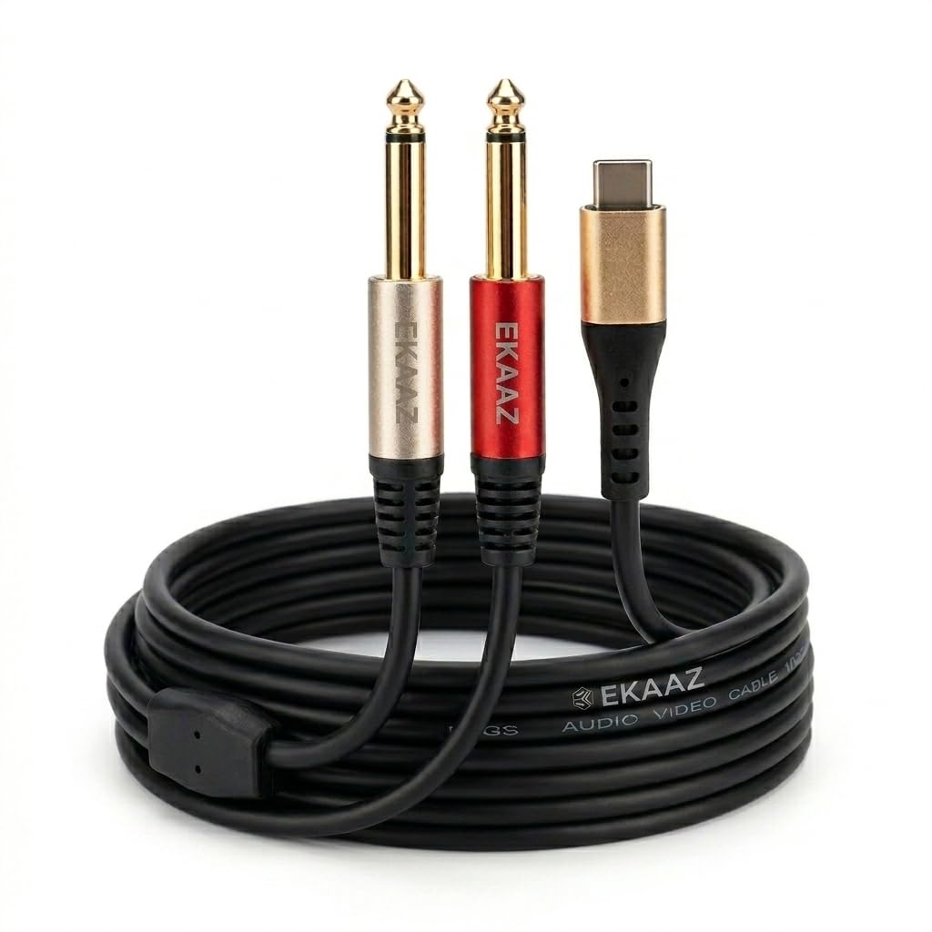 USB-C to Dual 6.35mm Mono Jack Audio Cable, Type-C to Dual 6.35mm TS Audio Cable Connectors, for Mixers and Amplifiers-image-22