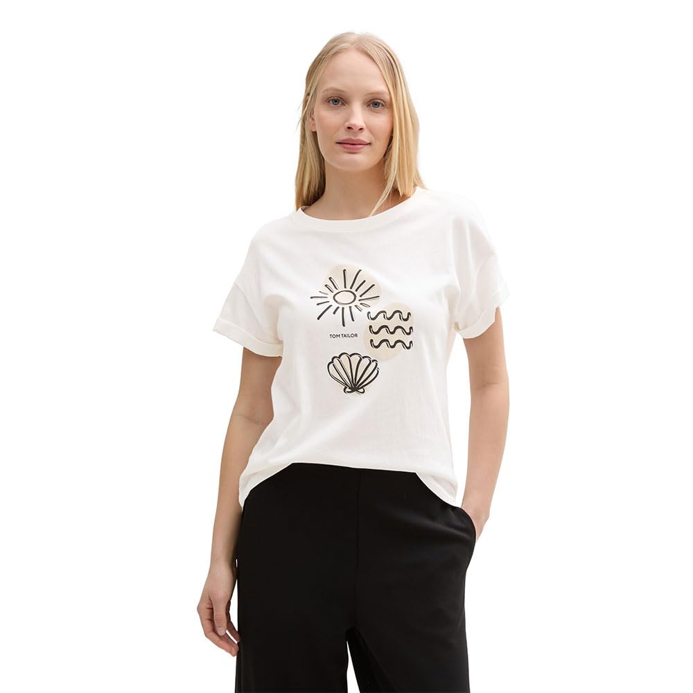 Tom Tailor Women's 10315 Whisper White T-Shirt, Xs
