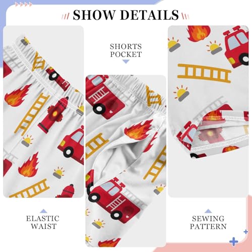 ZZXXB Fire Hydrant and Truck Boys Long Pants Soft Trousers Elastic Waist Kids Lounge Bottoms with Pockets S-XL4