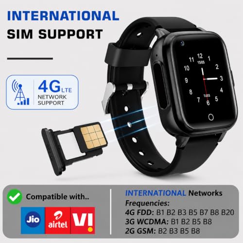 Image of SeTracker 'GPS-G2' Kids Smart Watch | 4G /5G SIM Support, GPS Tracking, HD Video Calling | Parental Control, Safe Zone Alert, SOS, Voice Chat, Class Mode | Best Gift for Kids (Boys /Girls) - Black