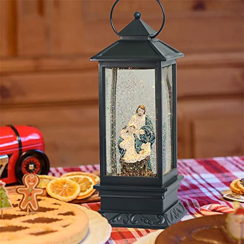 Image of Eldnacele Jesus Singing Snow Globe Lantern with 6 Hour Timer | Battery Operated USB Powered, Spinning Water Swirling Glitter Snow Globe Lamp, Holiday Indoor Decoration Christmas Gift