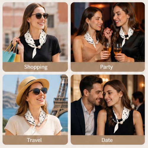 JOVYTH 2 pièces Foulard à Clip Magnétique pour Femme, Bandana Chic avec Bouton-Pearl, Accessoire Mode Polyvalent pour Tenue de Bureau et Look Décontracté pour Toute la Saison – vue 7