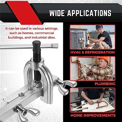 Flexzion DIN/ISO Bubble Flare Remleiding Flaring Tool Kit met 4.75 (CNF-3), 6 (CNF-4), 8, 10mm Adapters Dies Metrische Europese Automotive Koper Staal Aluminium Brandstof Hydraulische Tubing Fitting