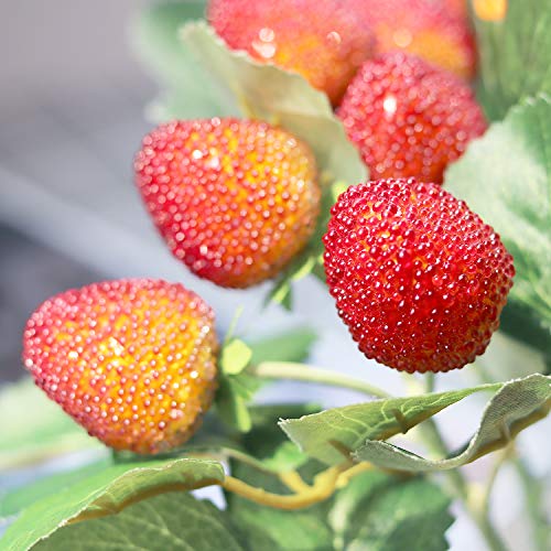 Justdolife Artificial Strawberry, Fake Strawberry Fruit Decoration Plastic Berry Stems 6 Bunches Faux Strawberry Lifelike Artificial Fruit Props For Home Wedding Party Decor #TOP2