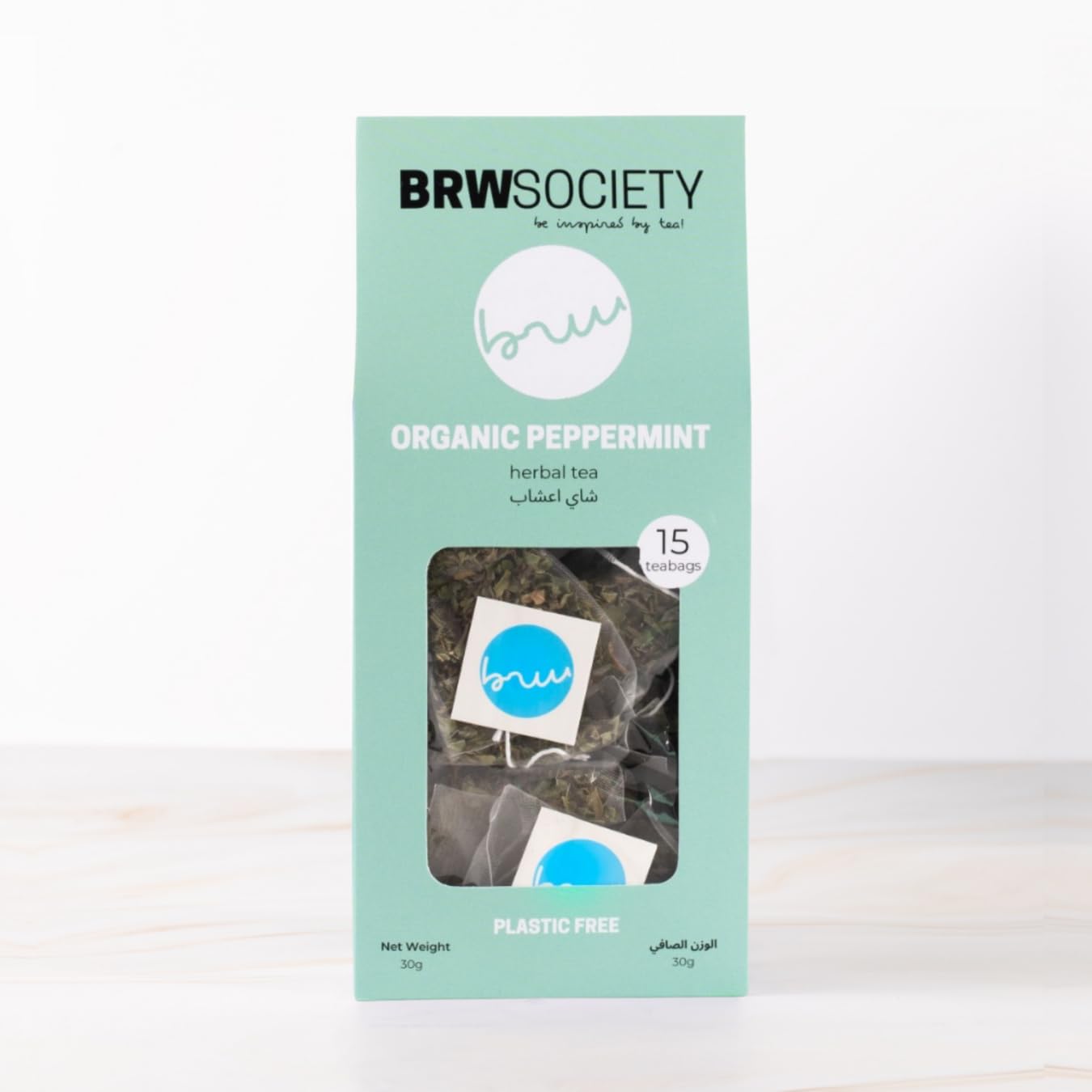 BRW Society Organic Peppermint Herbal Tea - 15 Teabags (30g)