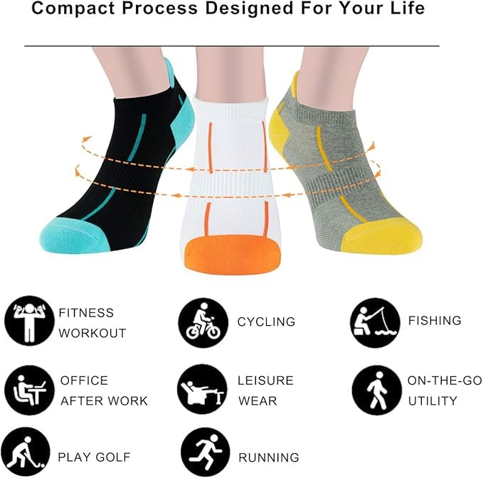 Image of ATBITER Ankle Socks Womens and Men Thin Athletic Running Low Cut No Show Socks With Heel Tab 6-12 Pairs | White Short Summer Athletic Running Yoga Pilates Workout Sneaker Socks Lightweight Non Slip Size 7-9 9-11