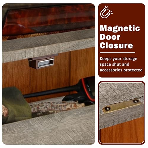 Rush Creek Creations Gun Rack, Wall Mount Gun Rack for Rifles or Shotguns, Patriotic American Flag Design, Additional Storage for Gun Accessories