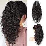 SEIKEA 18' Ponytail Extension Claw, PT002 Tia Long Multi Layered Hair FluffyThick Wavy Curly Clip in Hair Extensions Ponytail Natural Soft Synthetic Hairpiece for Women Black Brown