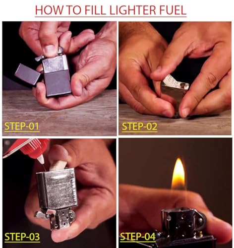Image of Premium Metal Body Fuel Lighter I Refillable & Reusable Windproof Pocket Lighter I Flip-Top Style Flint Wheel Lighter (Without Fuel) (Crackle)