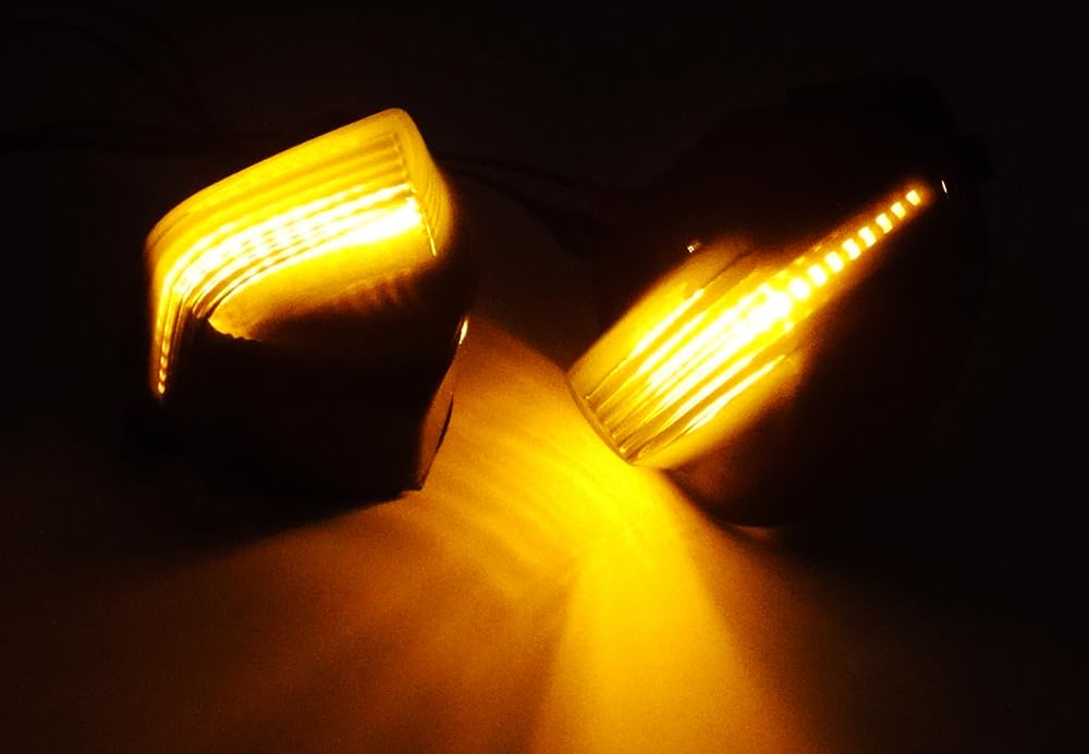 RZG 2x Seitenspiegelblinker mit schwarz-rauchfarbener Linse und bernsteinfarbener LED-Marker-Repeaterleuchte für Transit Custom Tourneo Custom 2012-2023