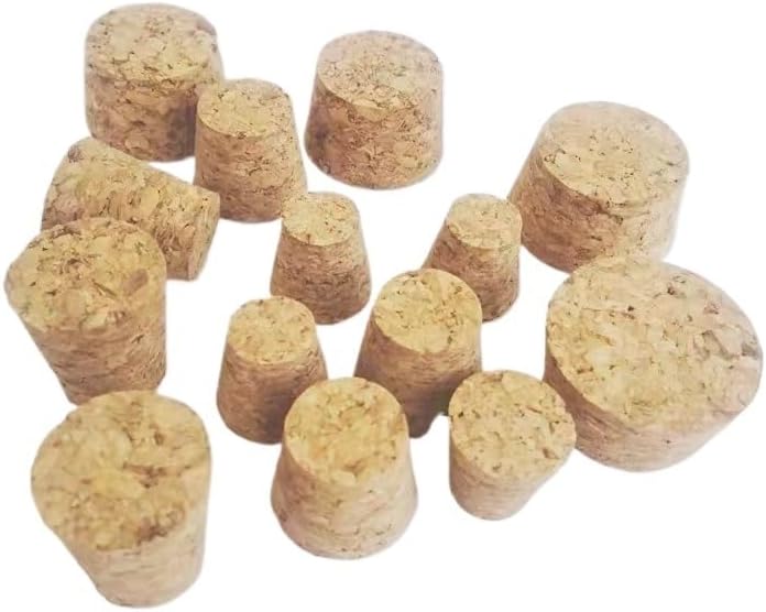 100pcs Wooden Cork Lab Glass Bottle Stopper Kettle Pudding Bottle Cork Cap Buret Tube Wooden Plug - Top DIA 7.5mm to 30mm(Size:30x25.5x20mm)