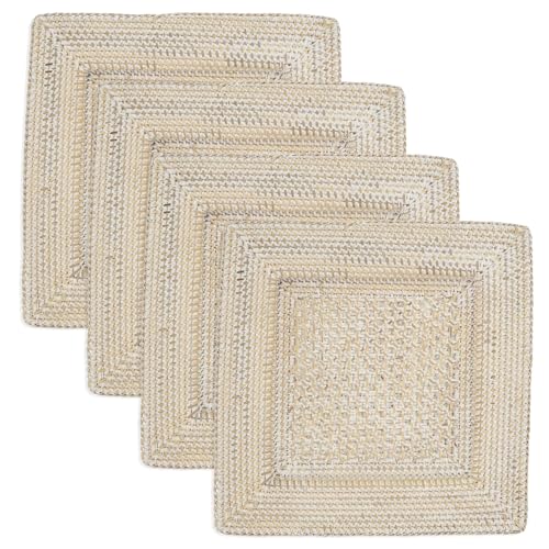 Platos decorativos cuadrados de rattán, set de 4 miniatura 1