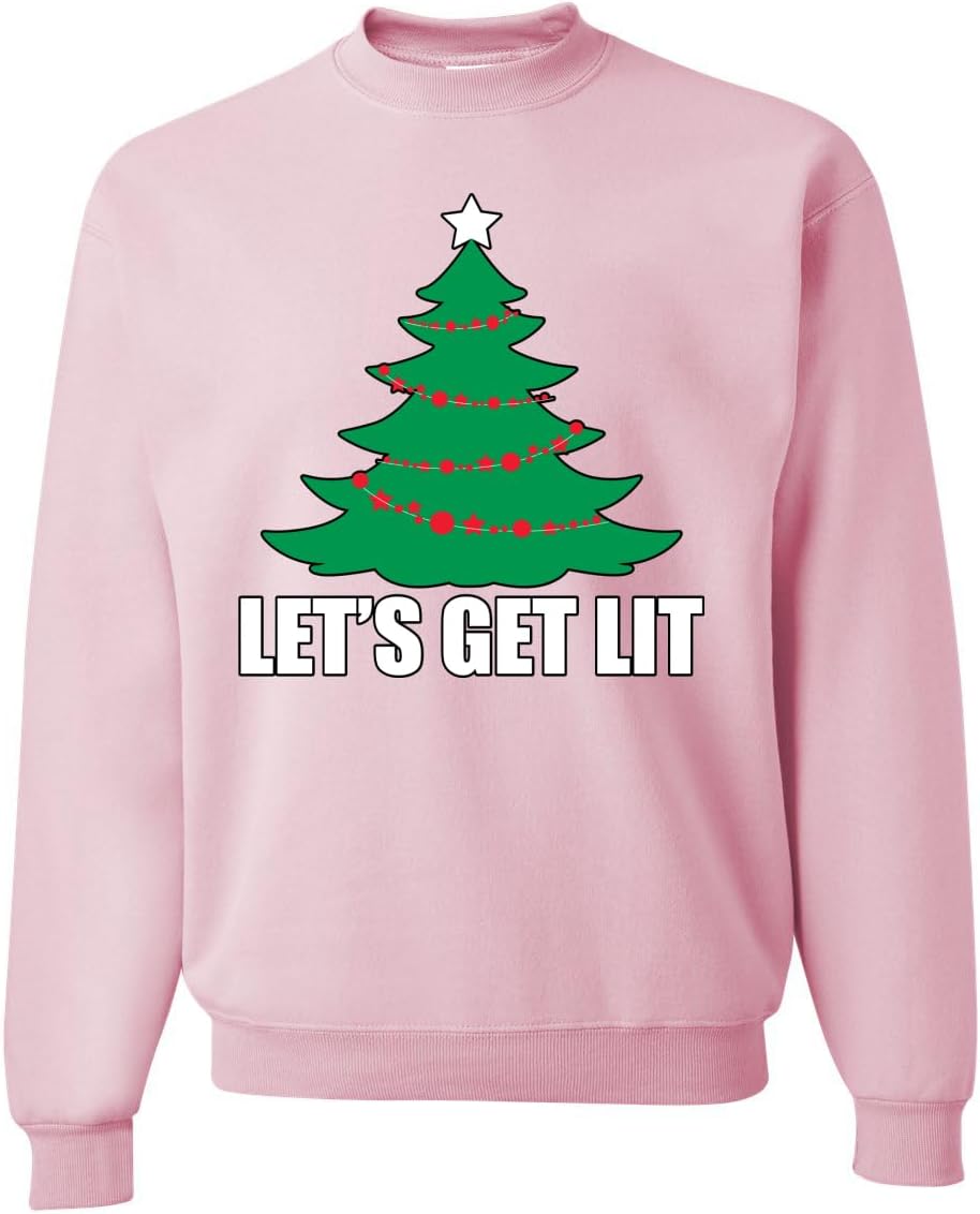 Wild Bobby Lets Get Lit Xmas Tree Christmas Unisex Crewneck Graphic Sweatshirt