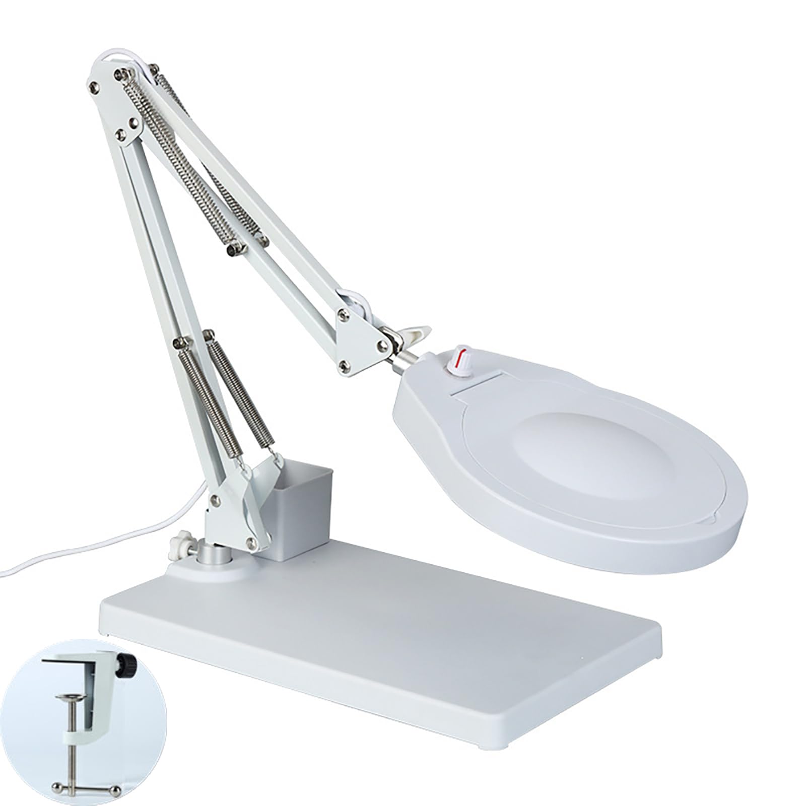 Lupa de 10 aumentos con luz y Soporte, Lente de Cristal óptico Grande de 5", 3 Modos de Color Regulables sin escalonamientos, Lupa de Escritorio con Brazo Giratorio Ajustable para