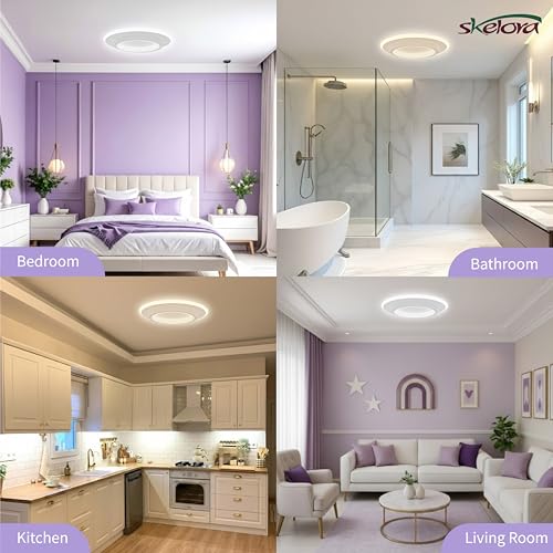Image of Premium 50W LED Ceiling Light | 3 Color Modes (Warm, Natural, Cool) - Flicker-Free, Anti-Glare |Bedroom, Office, Kitchen, Bathroom, Balcony & Walkway (Round White 50W)