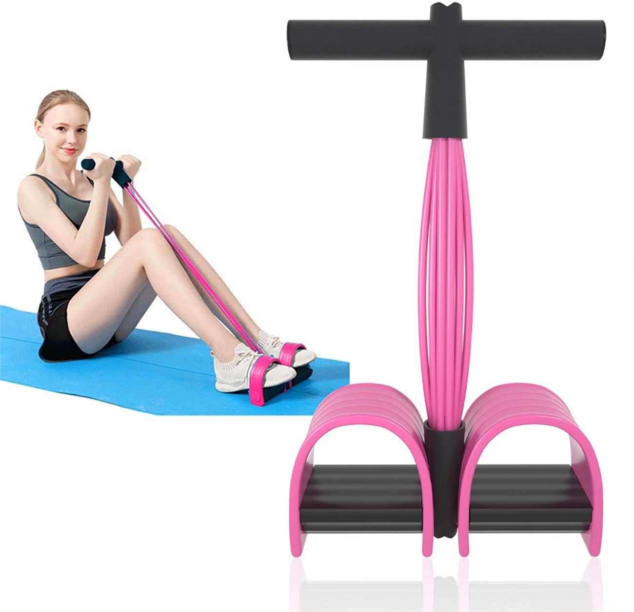Multifunktion Spannseil, 6 Tube Elastisches Yoga Pedal Puller Widerstandsband Naturlatex Spannseil Fitnessgeräte für Bauch/Taille/Arm/Bein Stretching Schlankheitstraining