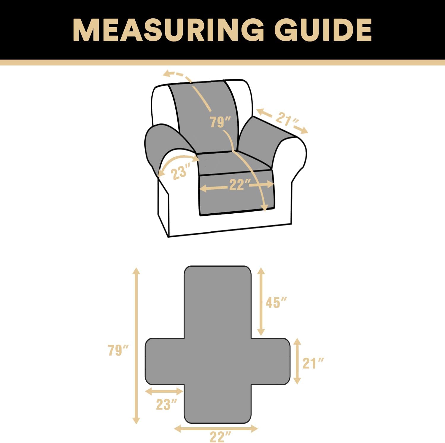 PrinceDeco Recliner Cover Reversible Couch Cover Sofa Cover for Living Room Water Resistant Furniture Protector with Elastic Straps for Pets Dog(Recliner 22",Wine)