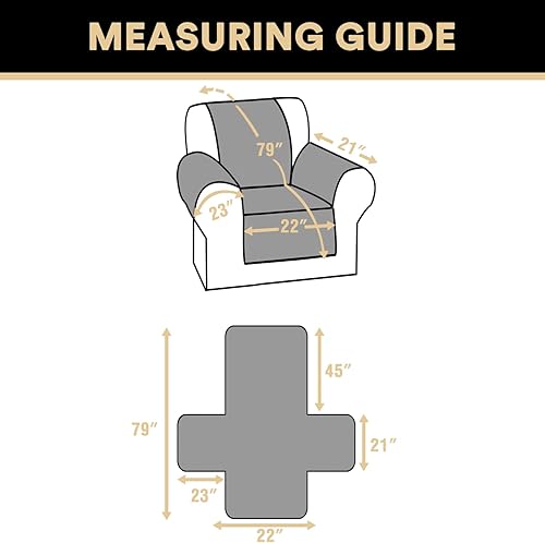 Miniatura 2 de PrinceDeco Funda reclinable reversible, funda de sofá para sala de estar, resistente al agua, protector de muebles con correas elásticas para