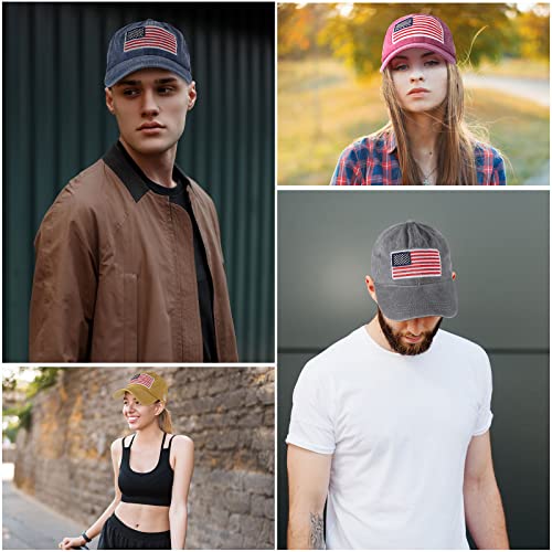 Image of Tarpop 6 Pcs American Flag Baseball Cap 250th Anniversary Tactical American Flag Hats Adjustable Washed Us Cap for Women Men