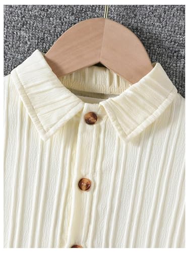 Image of SweatyRocks Boy's 2 Piece Summer Vacation Outfits Short Sleeve Collar Button Down Shirt and Shorts Clothing Set