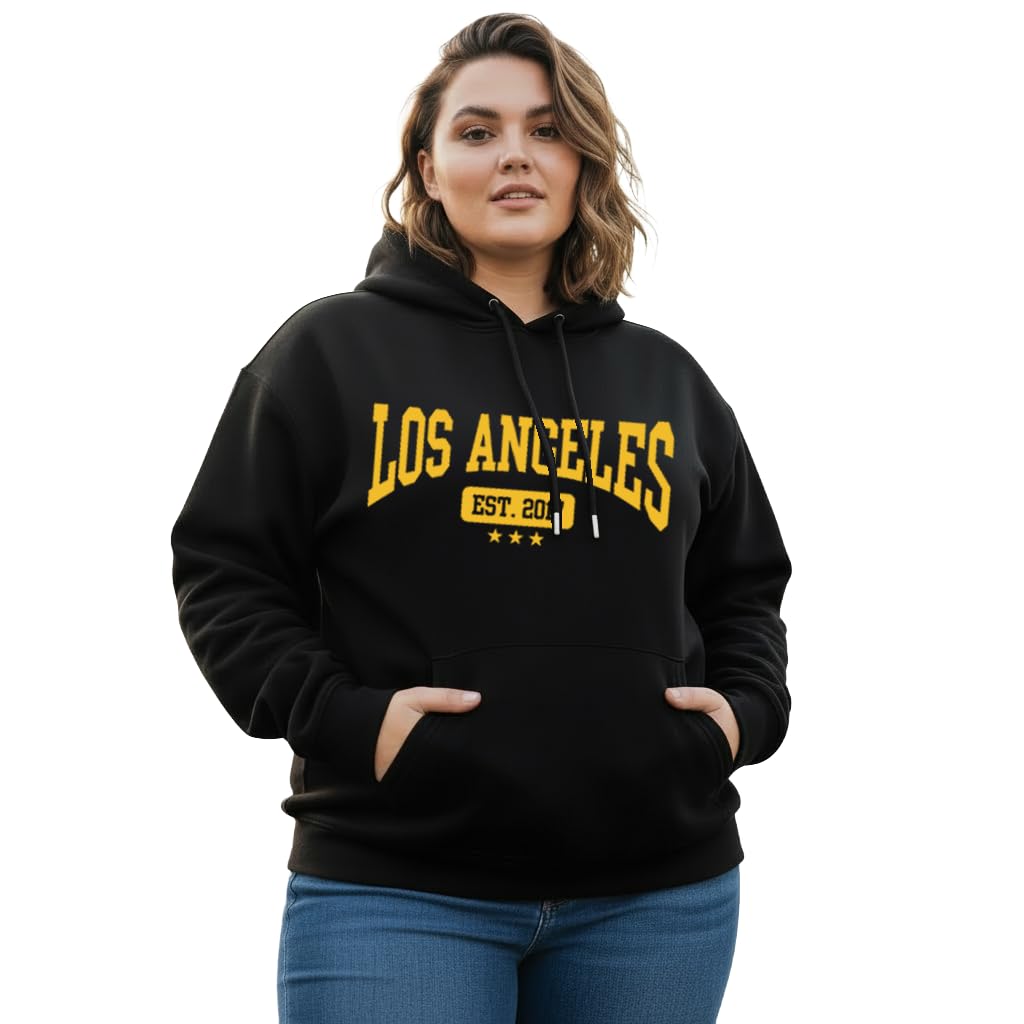 Women's Cotton Fleece Black Full Sleeve Graphic Printed Plus Size Hooded Sweatshirt | 2XL, 3XL, 4XL, 5XL Hoodies for Womens Winter Wear | 691-image-33