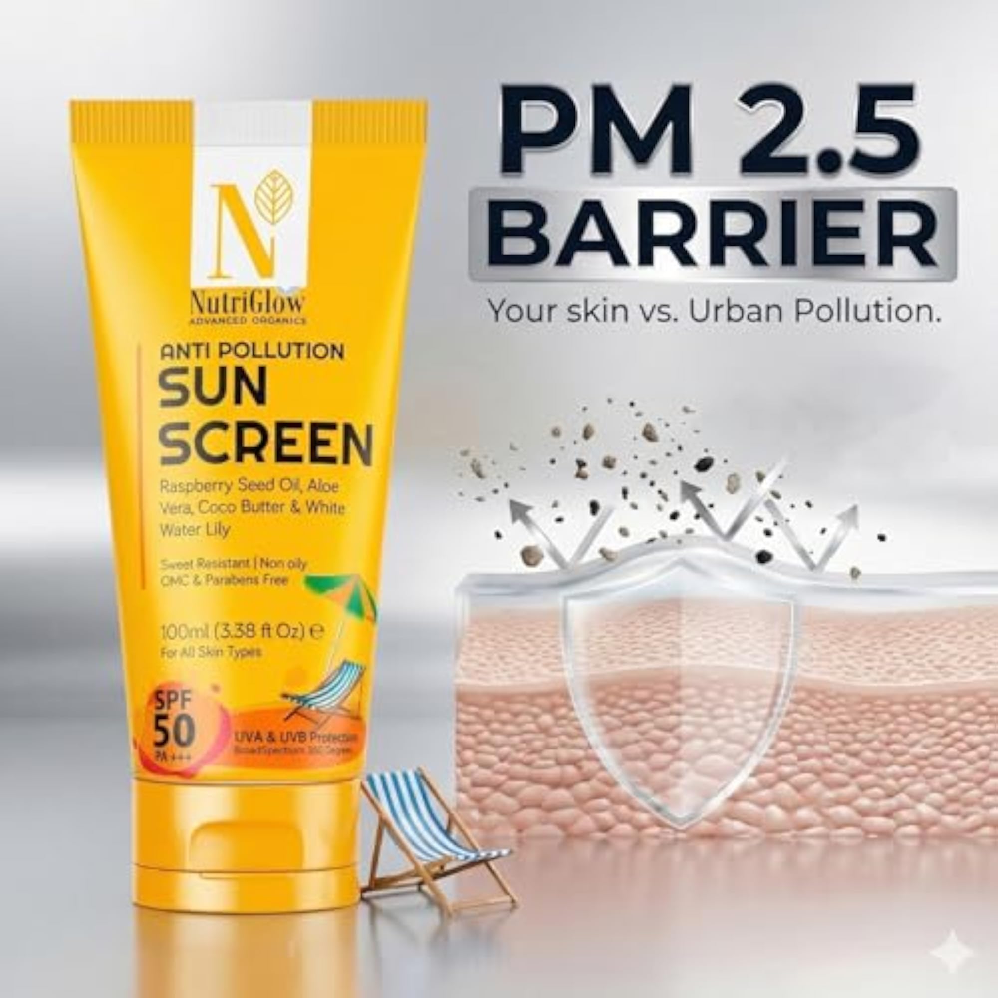 Advanced Organics Anti-Pollution Sunscreen SPF 50, Broad Spectrum Protection