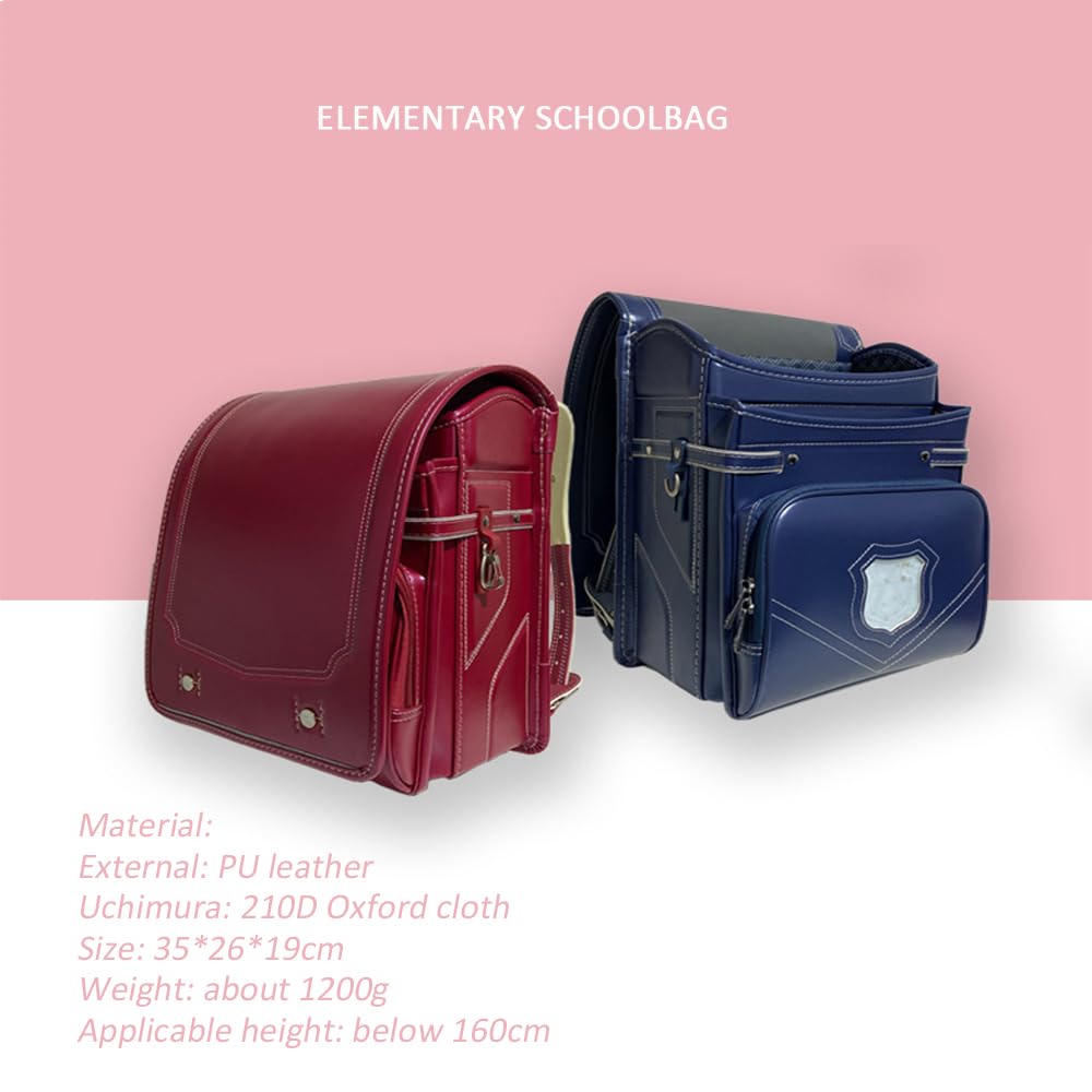 Schulranzen Schulranzen PU-Leder Großer Rucksack mit automatischem Schloss Leichter Bücherrucksack für und, Blau, 35 * 26 * 19 cm (Rot 35 * 26 * 19 cm)