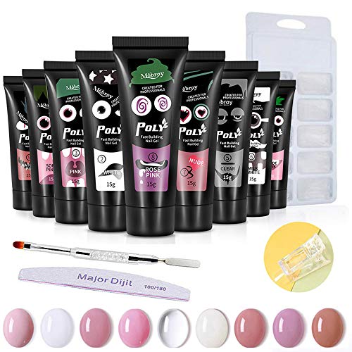 Nails Extension Gel Kit, Anself 9 Colors 15ml Building Nail Gel 100 Pcs Transparent Nail Molds DIY Manicure Set Nail Art Quick Build Kit