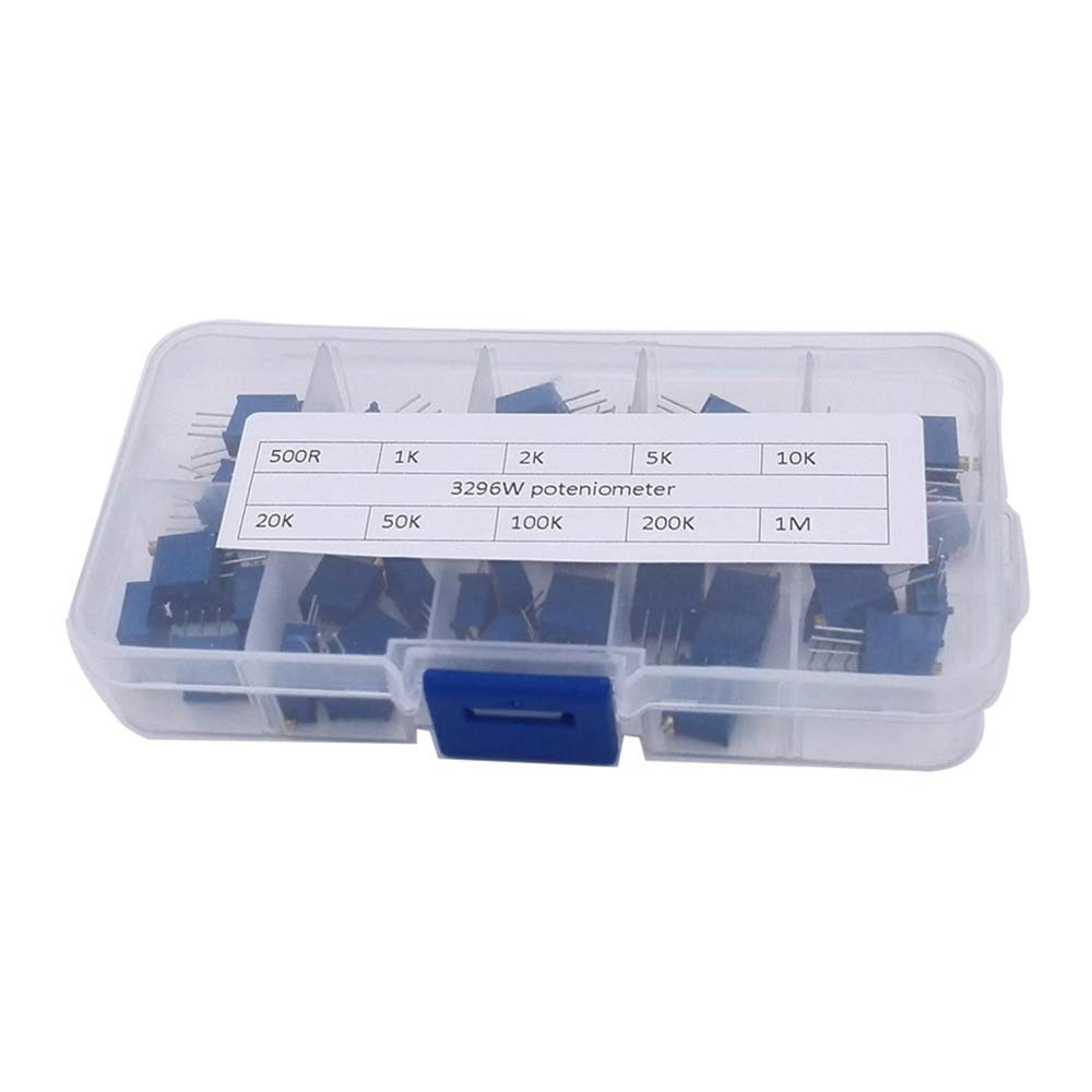 50Pcs/Lot 3296W Multiturn Trimmer Potentiometer Kit High Precision 3296 Variable Resistor 500R 1K 2K 5K 10K 20K 50K 100K