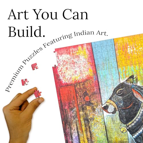 Image of Mystical Bull Nandi(नन्दि) 500 Pieces Premium Wooden Jigsaw Puzzle for Adults and Kids 12+ Years | Indian Artwork Puzzle with Unique Cuts for Gifting | Gifts for Adults Art Lovers