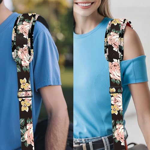 Image of ZINZ 74 inch Shoulder Strap with Fixed Pad and Dual Balanced Buckles,Black Flowers