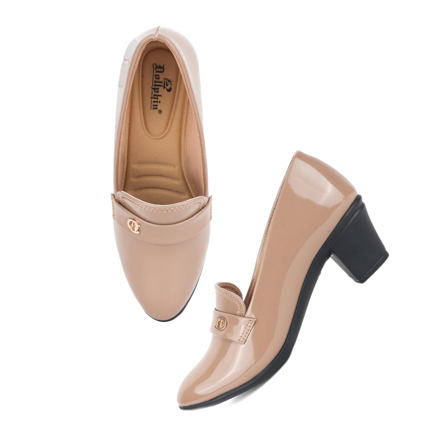Women Pointed Toe Block Heel Pump Slip on Casual Stylish & Comfortable DFK-F8-image-20