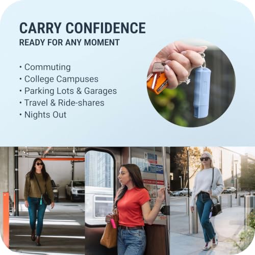 Image of Sabre Pepper Spray with Quick Release Keychain for Self Defense - Maximum Police Strength OC Spray with UV Marking Dye, Twist Lock Safety, Finger Grip, 10‑Second Spray, 14‑ft Range, Made in USA