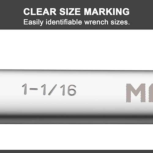 Miniatura 9 de MAXPOWER Juego de llaves combinadas SAE de 10 piezas, llaves profesionales abiertas y de extremo de caja con acabado de espejo, fabricadas con acero