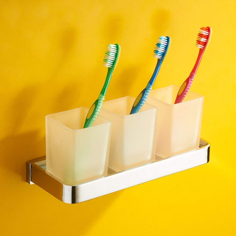 Coupe de brosse à dents murale en verre givré et support chrome chic