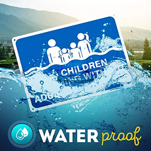 No Children Swiming Without Adult Supevision Sign, 10" X 14" 0.40 Aluminum, Fade Resistance, Indoor/Outdoor Use, Usa Made By My Sign Center #TOP5