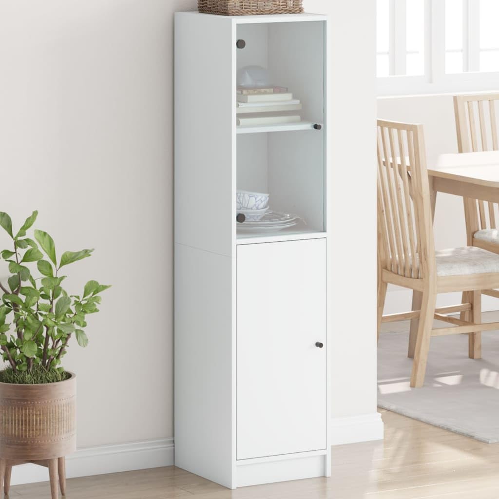 Hoge kast met glazen deuren FLAM 80x40x180 cm grenenhout kopen
