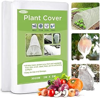 LUOBITO Garden Fleece, 30gsm Frost Protection Plant Covers, Horticultural Fleece Winter Plant Protection, Greenhouse Vegetable Covers Garden Outdoor Frost Fleece 2m x 5m