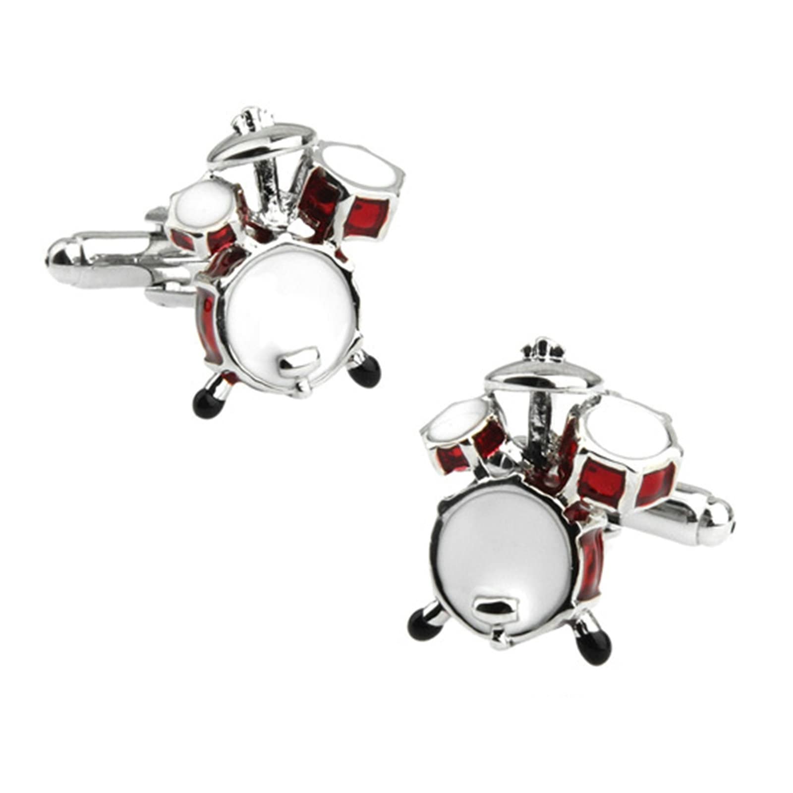 Whoiy Gemelos Camisa Hombre Joven, Gemelos Hombre Blanco Rojo Kit de Batería para Hombres Grabado Gratis con Joyero