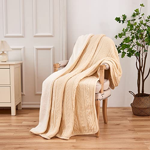 Couverture Sherpa tricot torsadé plaid molleton canapé lit