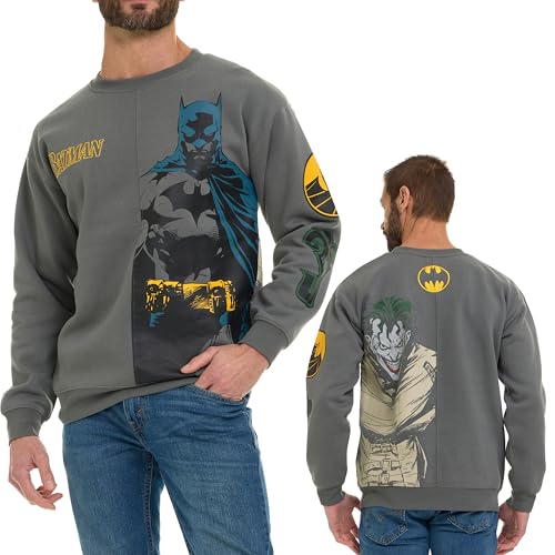 La Mejor Recopilación de Ropa de Voleibol para Hombre - los más vendidos. 43 DC Comics Batman Joker - Sudadera de Forro Polar con Cuello Redondo para Hombre con Bordado, Color Gris Oscuro