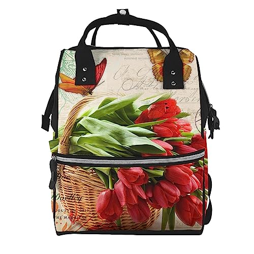 Sac à dos à langer grande capacité voyage décontracté avec imprimé papillons