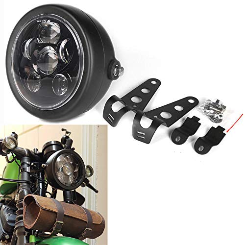 HOZAN 5.75 5-3/4inch Black LED Motorcycle Headlight with Headlight Housing for Honda Shadow