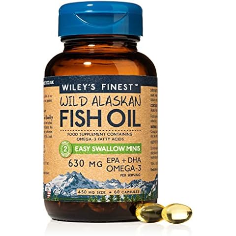 Wiley’s Finest Easy Swallow Minis 630mg EPA + DHA Omega-3 Natural Wild Alaskan Fish Oil Food Supplement 60 Capsules Cover